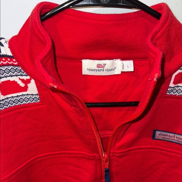 Women’s Vineyard Vines Red Quarter-Zip Sweater - Picture 3 of 5